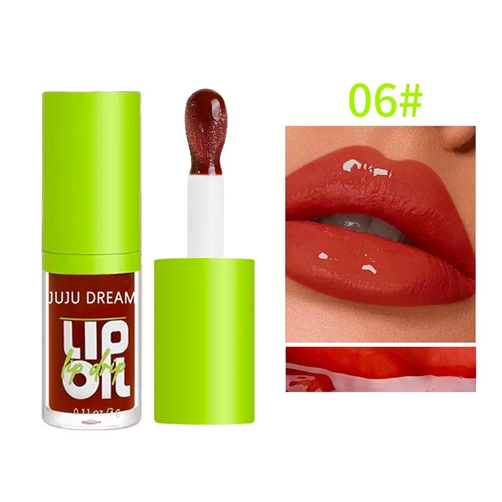 6 Colors Tinted Lip Oil Gloss, Moisturizing Shiny Finish, Waterproof Long-Lasting, Easy Apply, Xmas & Halloween Makeup, Unisex