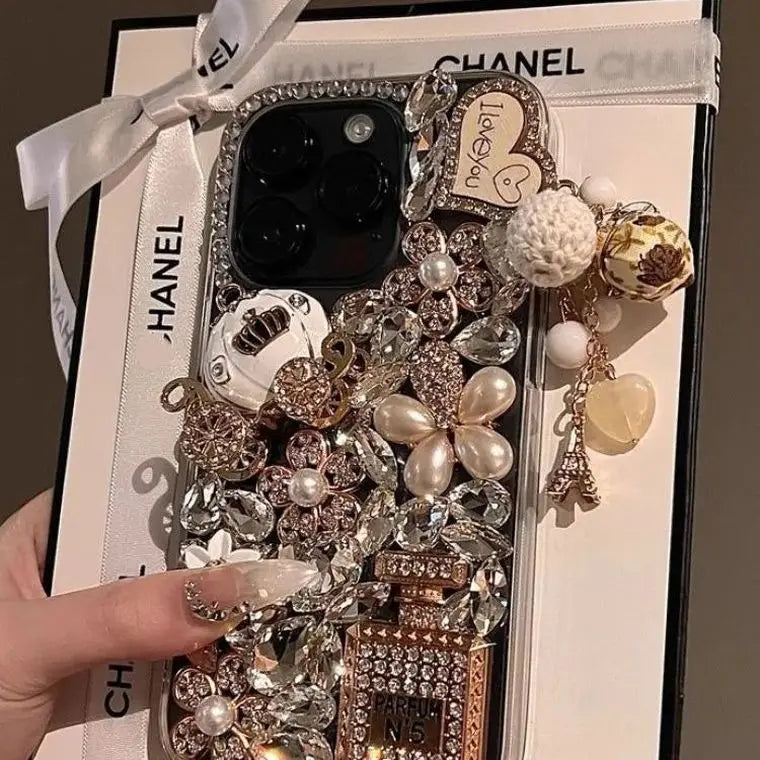 Designer Custom Full Coverage Luxury Glitter Diamond Rhinestone Pumpkin Acrylic Shockproof for 17 Pro Max 13 14 15 16 11