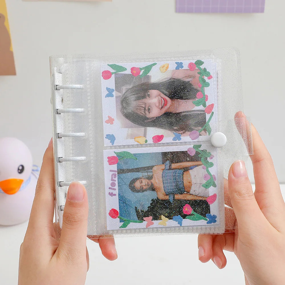 SKYSONIC Square Binder Collect Book DIY Sleeves & Notebook Refill Papers Idol Goo Card Journal Glitter Bullet Hand Book