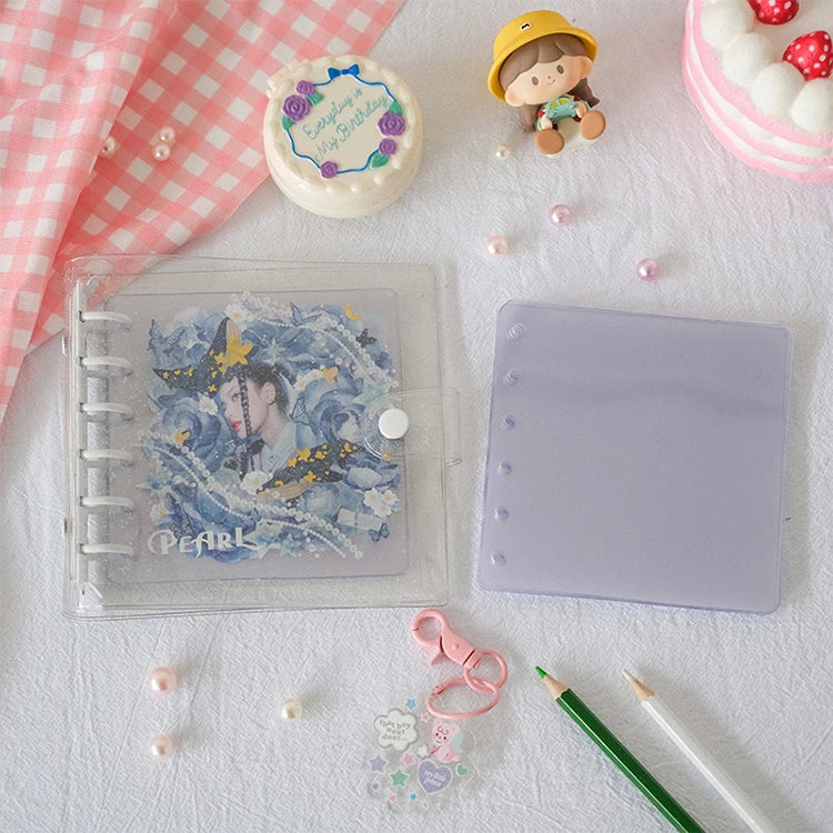 SKYSONIC Square Binder Collect Book DIY Sleeves & Notebook Refill Papers Idol Goo Card Journal Glitter Bullet Hand Book