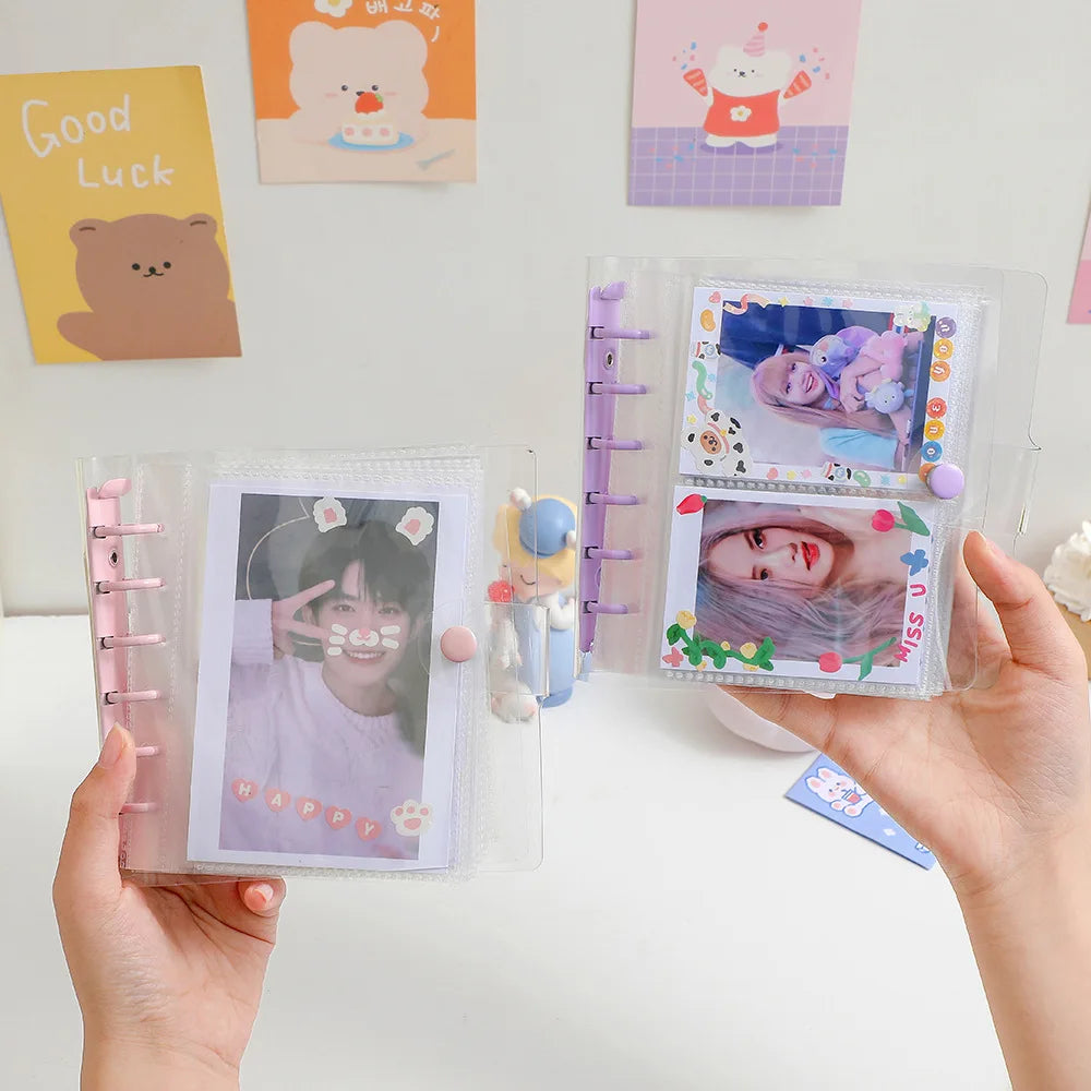 SKYSONIC Square Binder Collect Book DIY Sleeves & Notebook Refill Papers Idol Goo Card Journal Glitter Bullet Hand Book