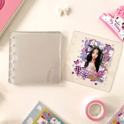 SKYSONIC Square Binder Collect Book DIY Sleeves & Notebook Refill Papers Idol Goo Card Journal Glitter Bullet Hand Book