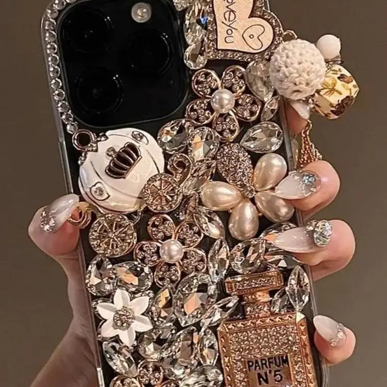 Designer Custom Full Coverage Luxury Glitter Diamond Rhinestone Pumpkin Acrylic Shockproof for 17 Pro Max 13 14 15 16 11