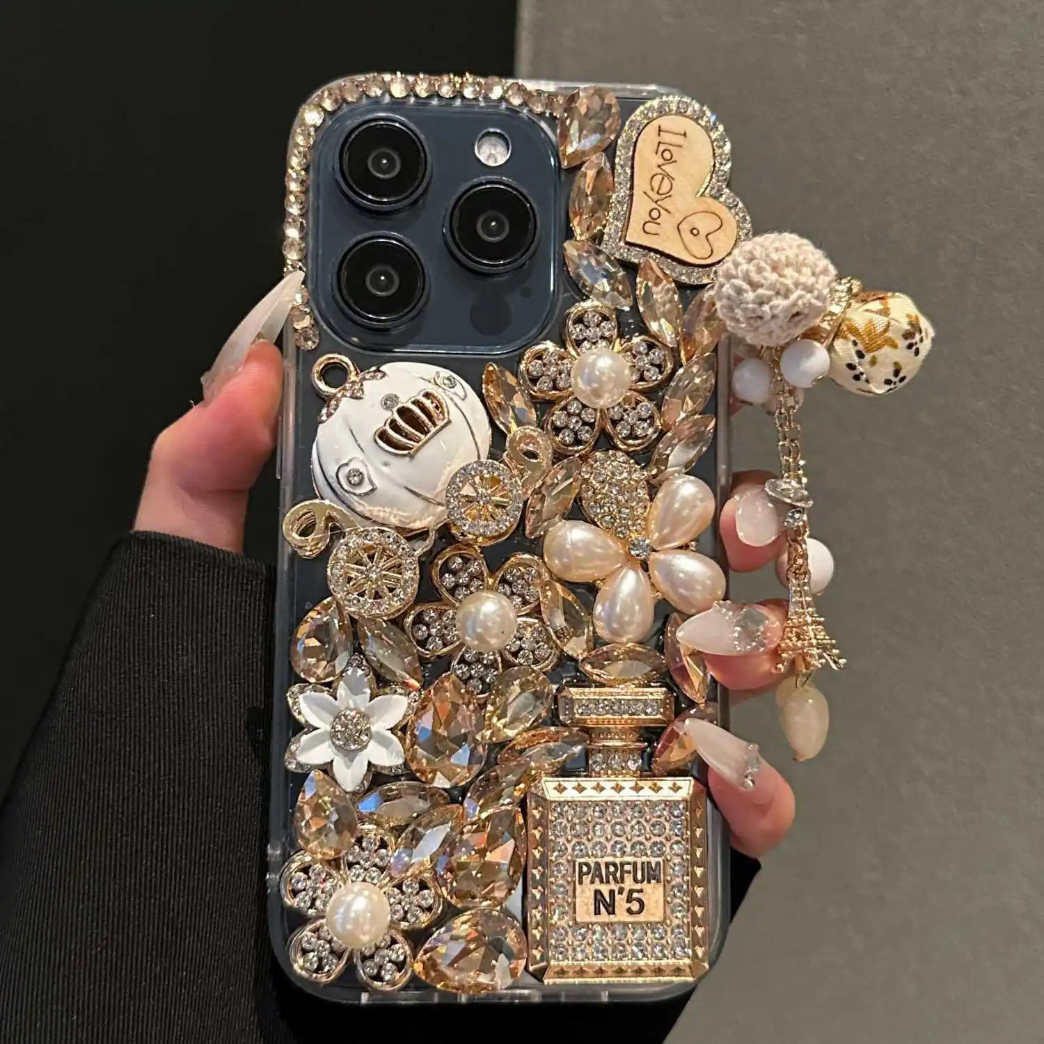 Designer Custom Full Coverage Luxury Glitter Diamond Rhinestone Pumpkin Acrylic Shockproof for 17 Pro Max 13 14 15 16 11