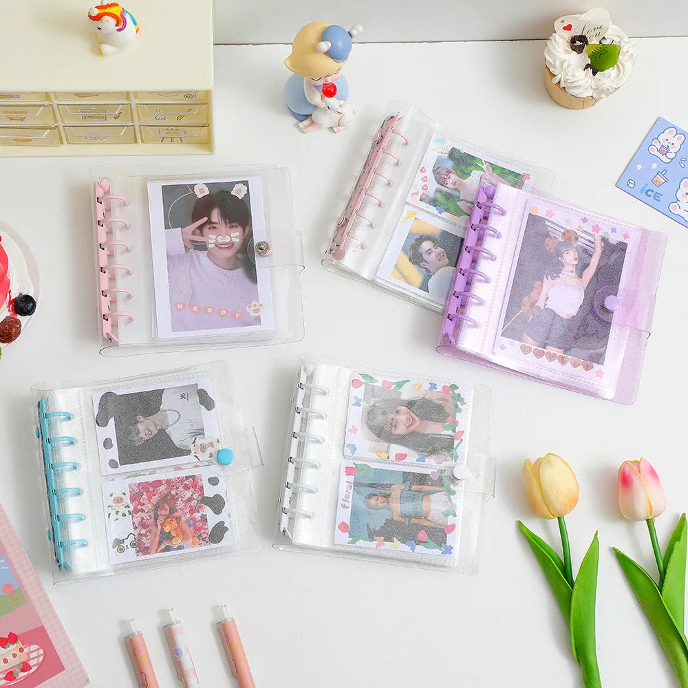 SKYSONIC Square Binder Collect Book DIY Sleeves & Notebook Refill Papers Idol Goo Card Journal Glitter Bullet Hand Book
