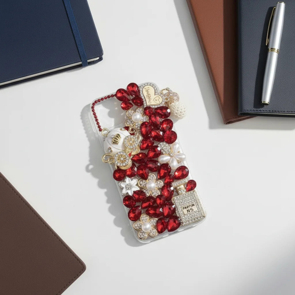 Designer Custom Full Coverage Luxury Glitter Diamond Rhinestone Pumpkin Acrylic Shockproof for 17 Pro Max 13 14 15 16 11