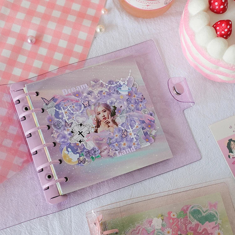 SKYSONIC Square Binder Collect Book DIY Sleeves & Notebook Refill Papers Idol Goo Card Journal Glitter Bullet Hand Book