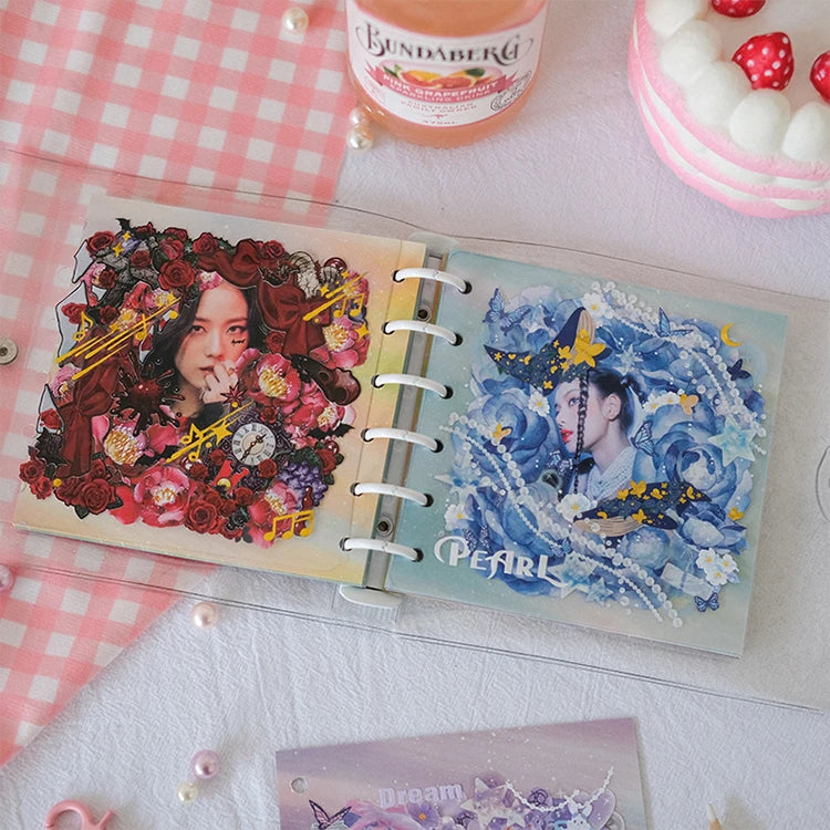 SKYSONIC Square Binder Collect Book DIY Sleeves & Notebook Refill Papers Idol Goo Card Journal Glitter Bullet Hand Book