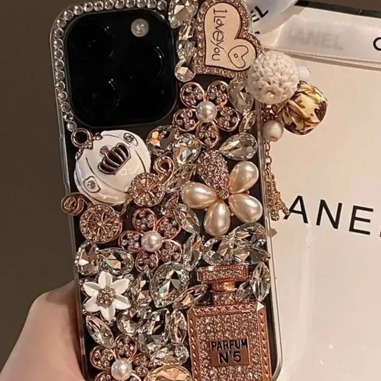 Designer Custom Full Coverage Luxury Glitter Diamond Rhinestone Pumpkin Acrylic Shockproof for 17 Pro Max 13 14 15 16 11