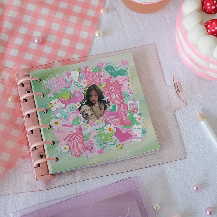 SKYSONIC Square Binder Collect Book DIY Sleeves & Notebook Refill Papers Idol Goo Card Journal Glitter Bullet Hand Book