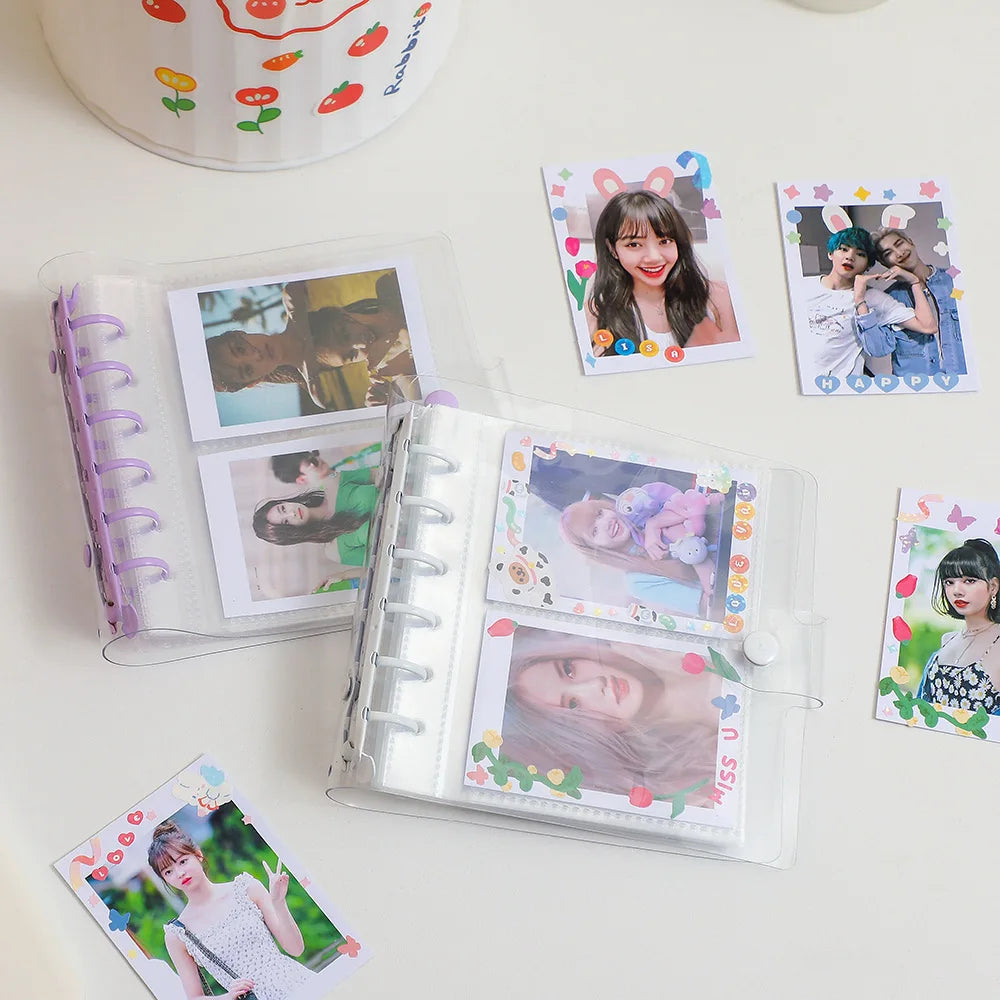 SKYSONIC Square Binder Collect Book DIY Sleeves & Notebook Refill Papers Idol Goo Card Journal Glitter Bullet Hand Book