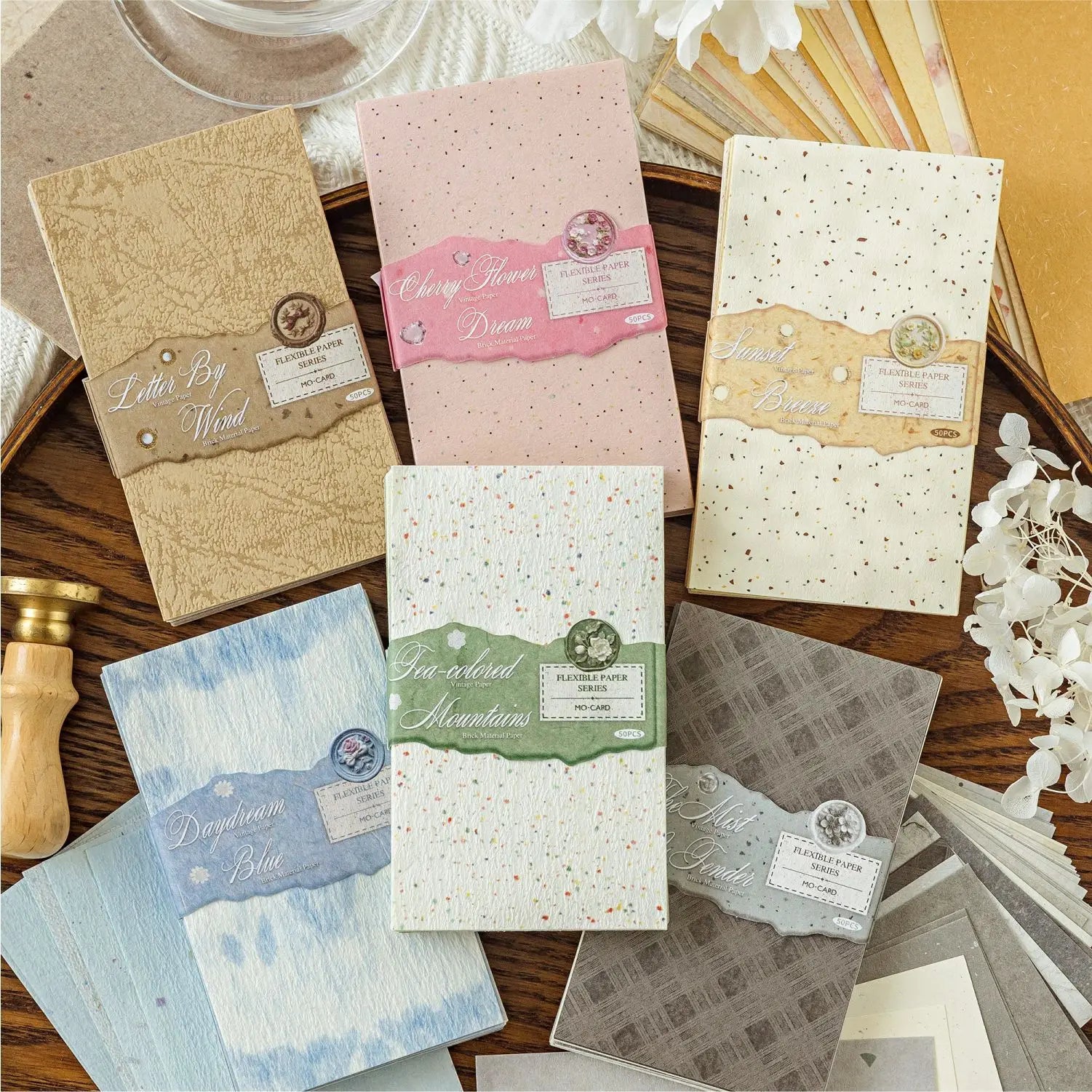 50pcs/pack Loose Leaf Paper Material Gentle Series Light Vintage Memo Pad DIY Decorative Collage