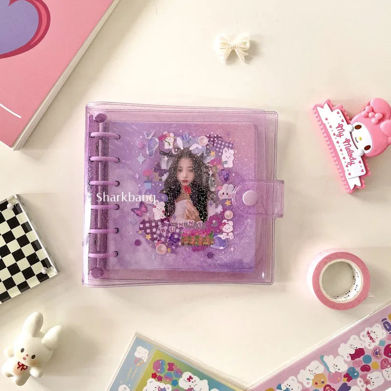 SKYSONIC Square Binder Collect Book DIY Sleeves & Notebook Refill Papers Idol Goo Card Journal Glitter Bullet Hand Book