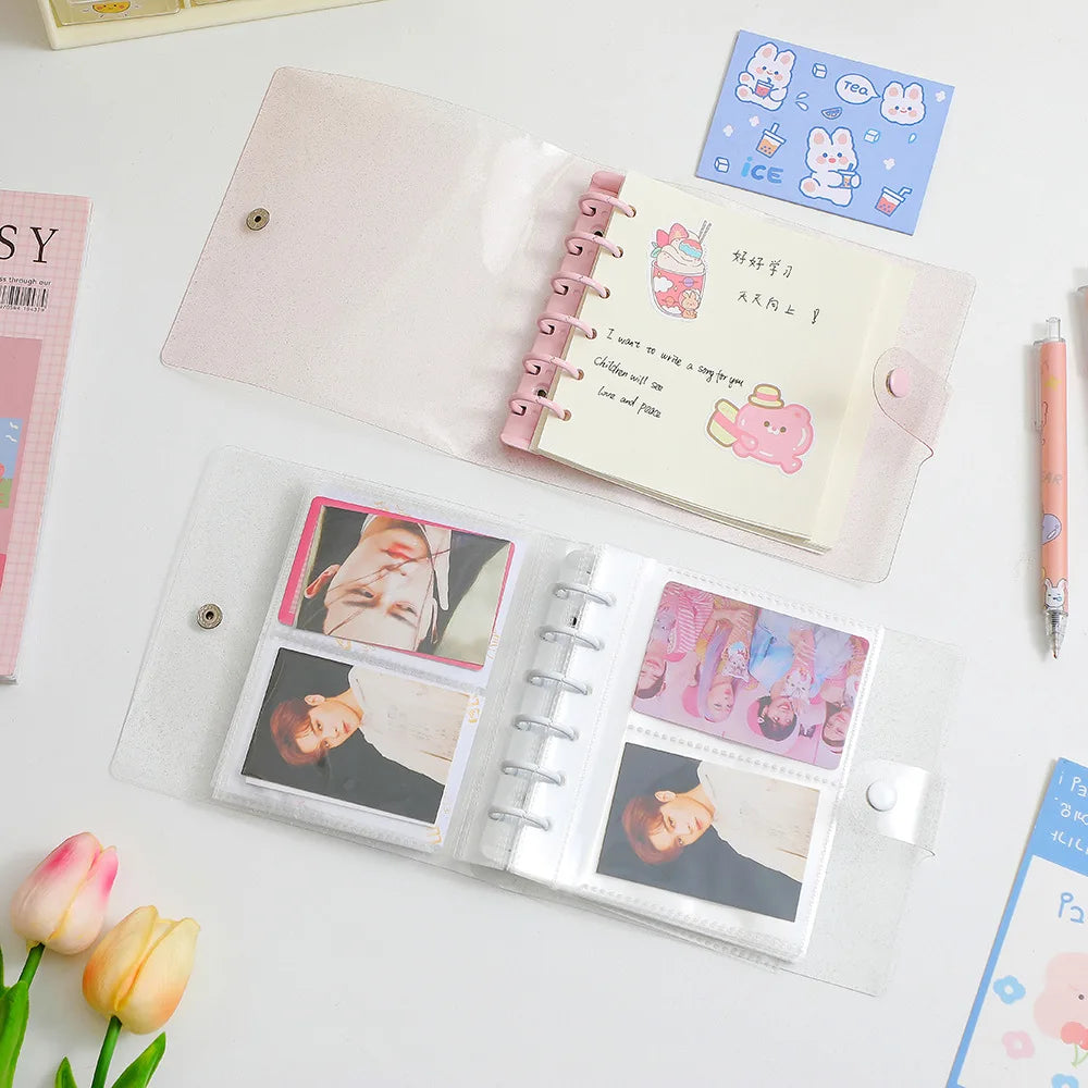 SKYSONIC Square Binder Collect Book DIY Sleeves & Notebook Refill Papers Idol Goo Card Journal Glitter Bullet Hand Book