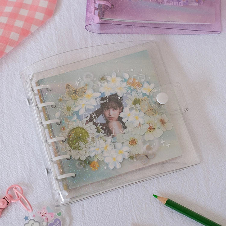 SKYSONIC Square Binder Collect Book DIY Sleeves & Notebook Refill Papers Idol Goo Card Journal Glitter Bullet Hand Book