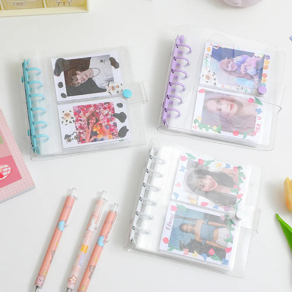 SKYSONIC Square Binder Collect Book DIY Sleeves & Notebook Refill Papers Idol Goo Card Journal Glitter Bullet Hand Book