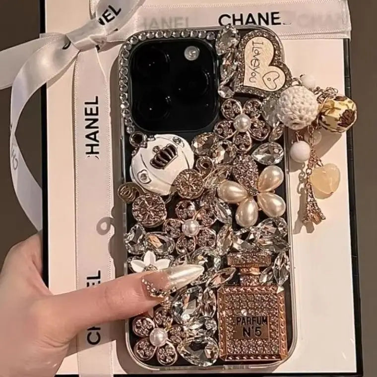 Designer Custom Full Coverage Luxury Glitter Diamond Rhinestone Pumpkin Acrylic Shockproof for 17 Pro Max 13 14 15 16 11