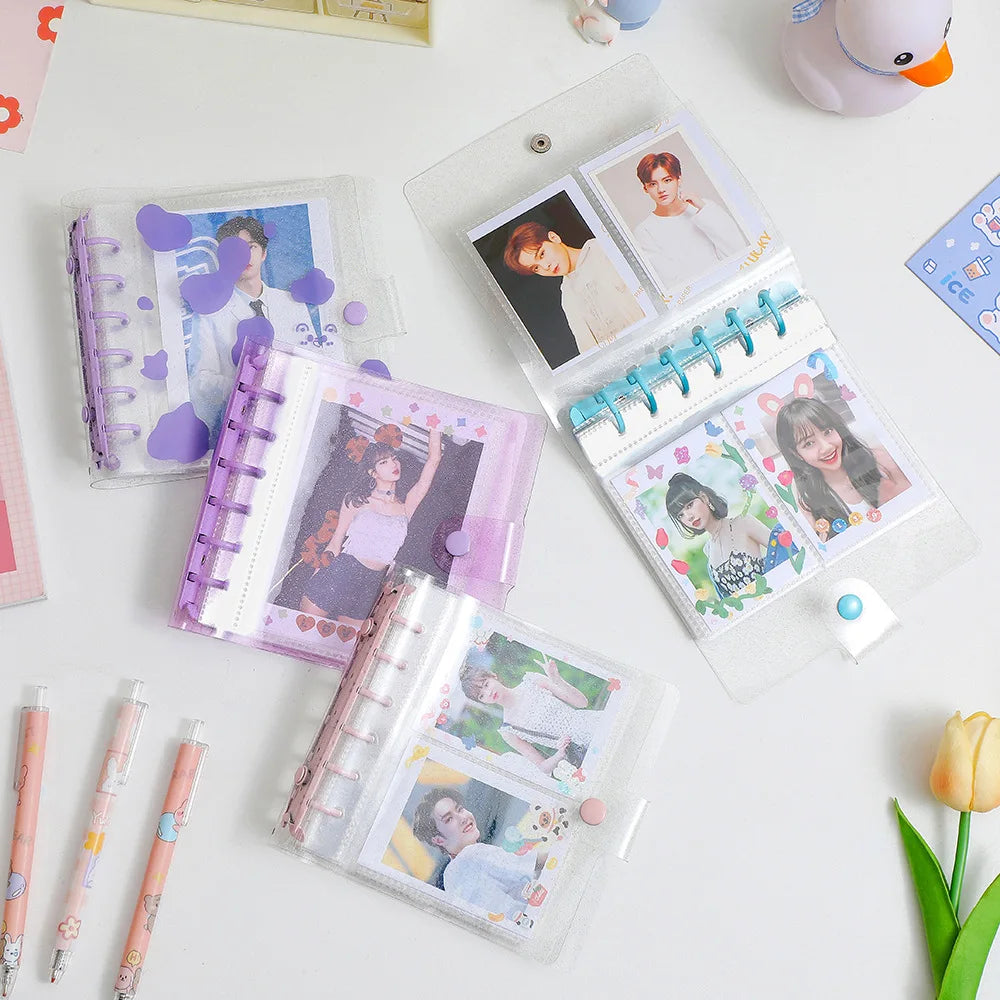 SKYSONIC Square Binder Collect Book DIY Sleeves & Notebook Refill Papers Idol Goo Card Journal Glitter Bullet Hand Book