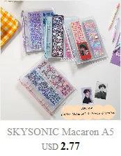 SKYSONIC Square Binder Collect Book DIY Sleeves & Notebook Refill Papers Idol Goo Card Journal Glitter Bullet Hand Book
