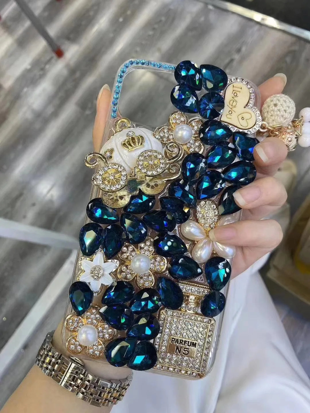 Designer Custom Full Coverage Luxury Glitter Diamond Rhinestone Pumpkin Acrylic Shockproof for 17 Pro Max 13 14 15 16 11