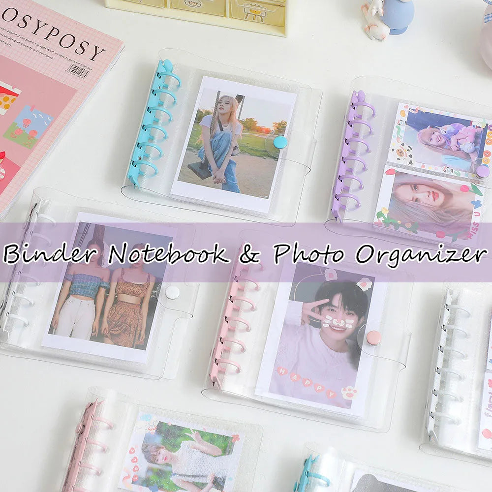 SKYSONIC Square Binder Collect Book DIY Sleeves & Notebook Refill Papers Idol Goo Card Journal Glitter Bullet Hand Book