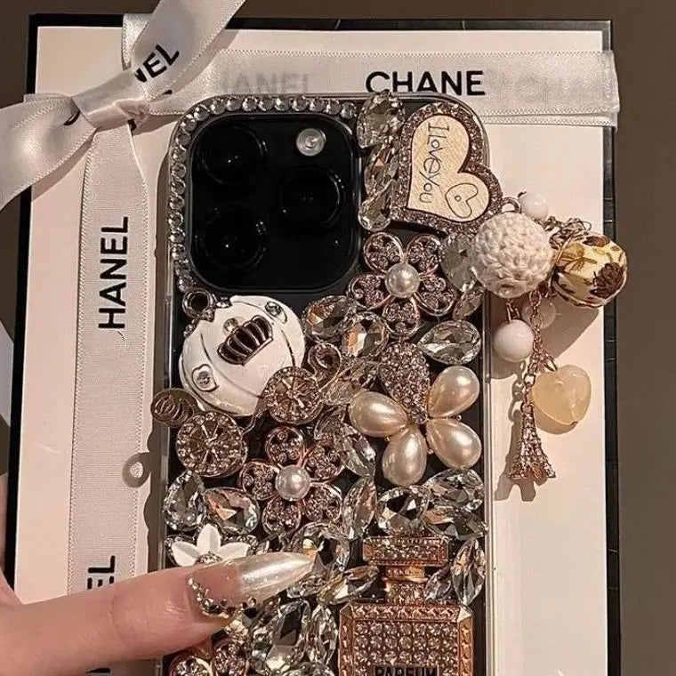 Designer Custom Full Coverage Luxury Glitter Diamond Rhinestone Pumpkin Acrylic Shockproof for 17 Pro Max 13 14 15 16 11