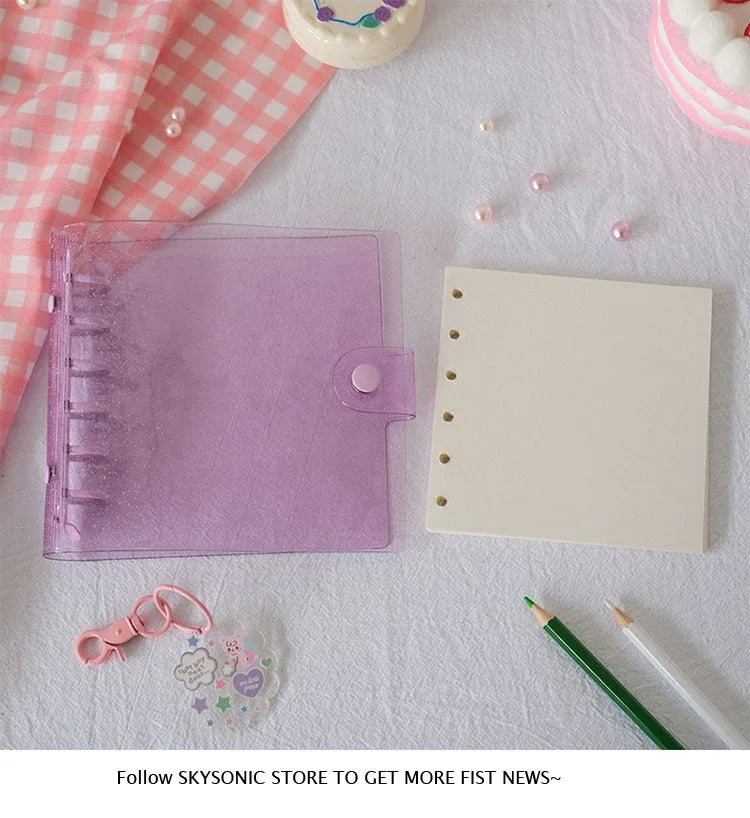 SKYSONIC Square Binder Collect Book DIY Sleeves & Notebook Refill Papers Idol Goo Card Journal Glitter Bullet Hand Book