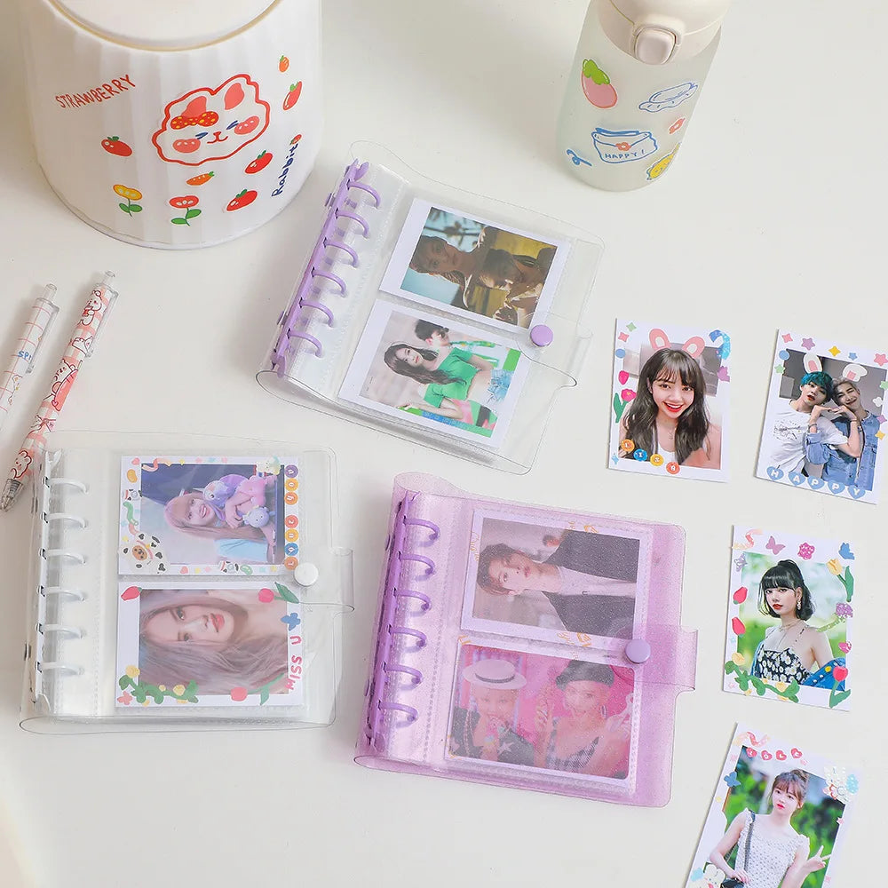 SKYSONIC Square Binder Collect Book DIY Sleeves & Notebook Refill Papers Idol Goo Card Journal Glitter Bullet Hand Book