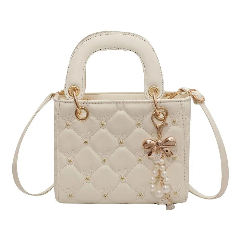 New Women's Crossbody Bag 2026 Trendy Design Summer Handbag Diamond Grid Princess Bag Korean Style Medium Square Bag