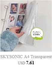SKYSONIC Square Binder Collect Book DIY Sleeves & Notebook Refill Papers Idol Goo Card Journal Glitter Bullet Hand Book