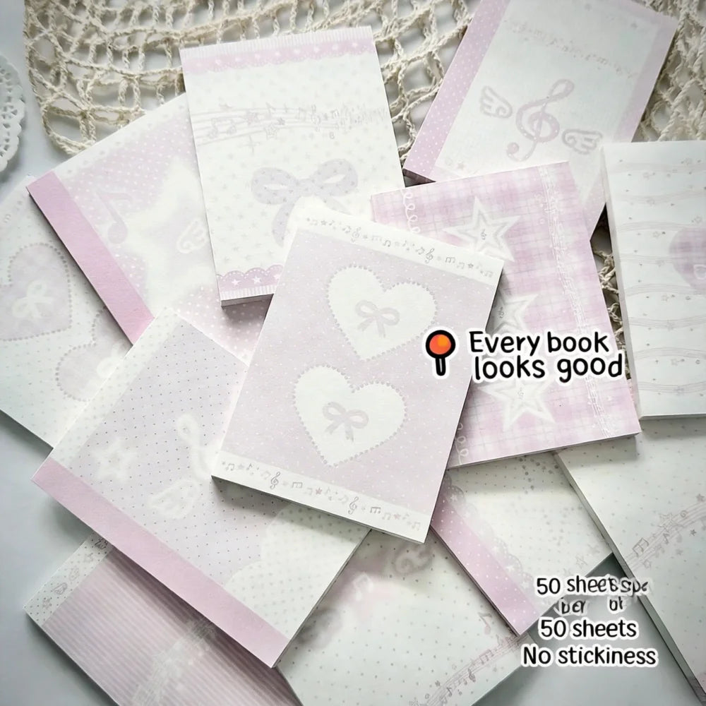 Musical Note Memo Pad Cute A7 Notepad Pink Memo Pad Adorable Non-Sticky Memo Pad For Diary Writing Journaling Note-Taking