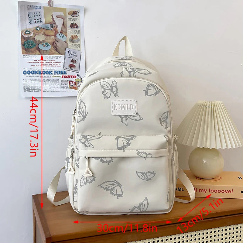 Butterfly Print Backpack Large Capacity Rucksack for Hiking Camping Commute and Travel Minimalist Design