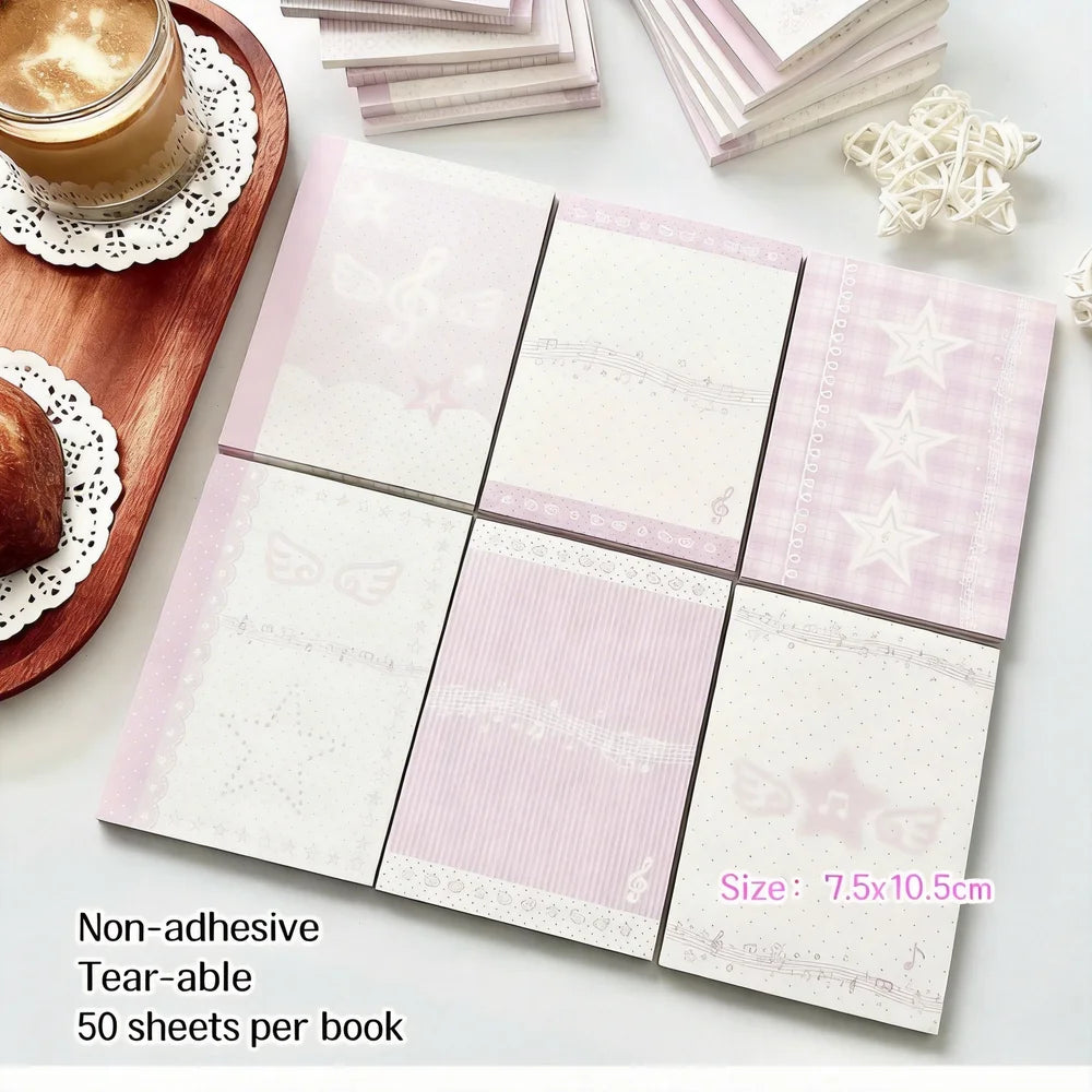 Musical Note Memo Pad Cute A7 Notepad Pink Memo Pad Adorable Non-Sticky Memo Pad For Diary Writing Journaling Note-Taking