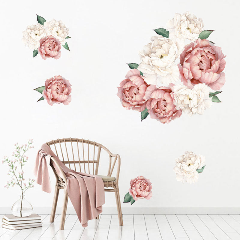 Creative Peony Series Wall Stickers Blossoming Peony Personality Combination Home Decoration Self-adhesive Wall Stickers