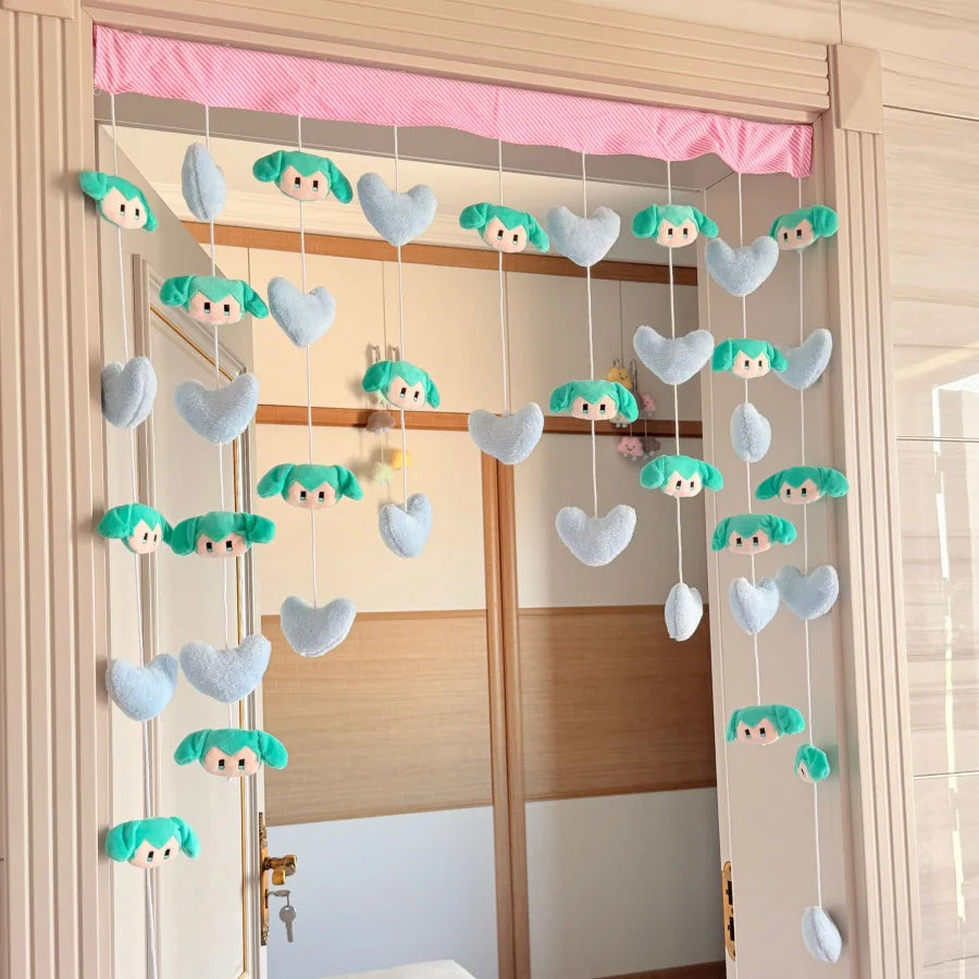 Pink Cute Bow Short Curtain Thread Partition Hanging Window Decor Dormitory Doorway Curtains Bathroom Door Curtain Girls Bedroom
