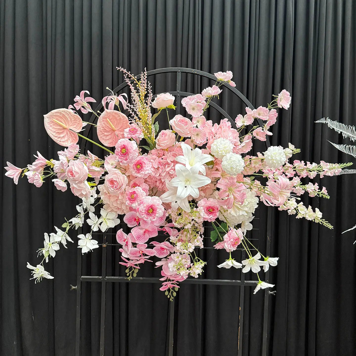 Artificial Hang Floral Arrangement Wedding Backdrop Arch Decor Pink White Rose Aisle Floor Flower Row Table Centerpieces Flower
