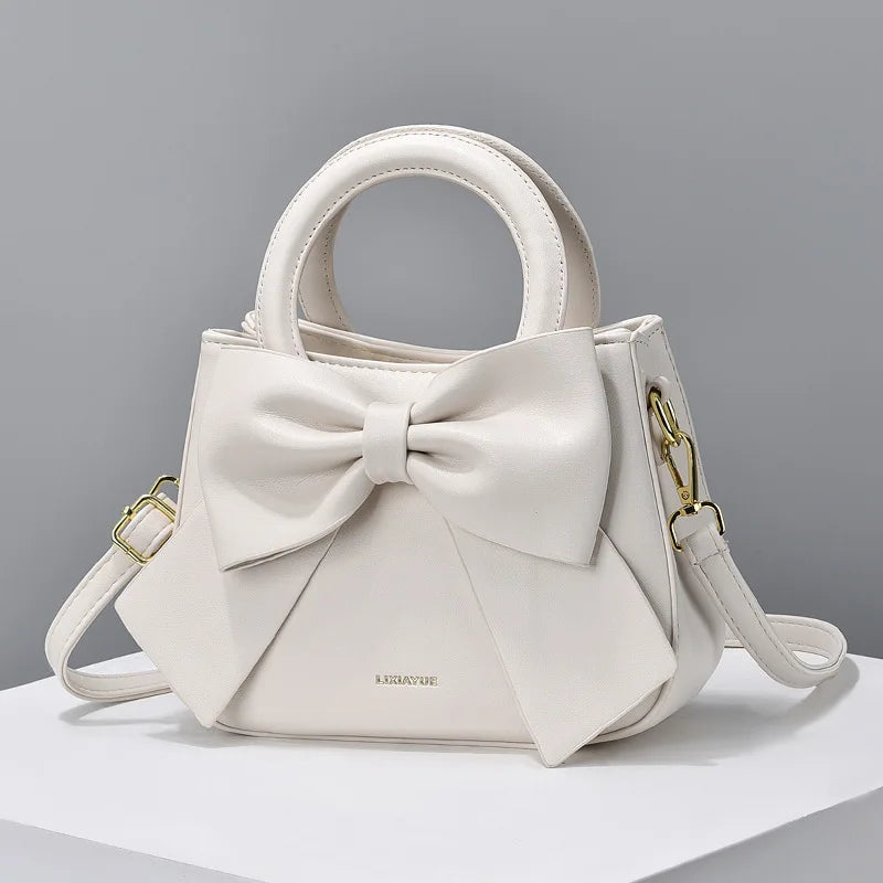 2024 New Trendy Women'S Small Square Bag High Quality Bow Single Shoulder Bag Fashionable  Western Style Crossbody Bag Handbag