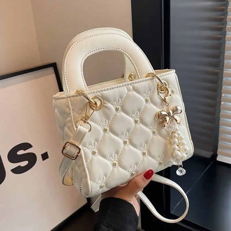 New Women's Crossbody Bag 2026 Trendy Design Summer Handbag Diamond Grid Princess Bag Korean Style Medium Square Bag