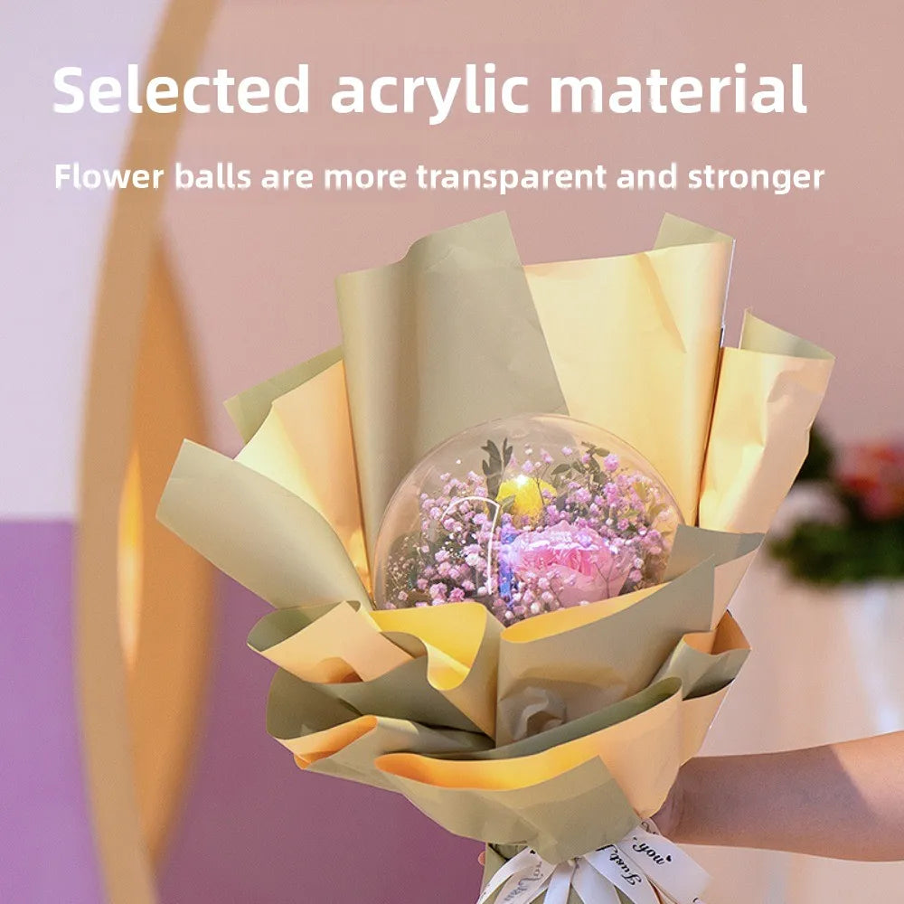 New Transparent Flower Packing Box DIY Acrylic Flower Bouquet Ball Round Bouquet Holder Wedding Birthday Party Decorations