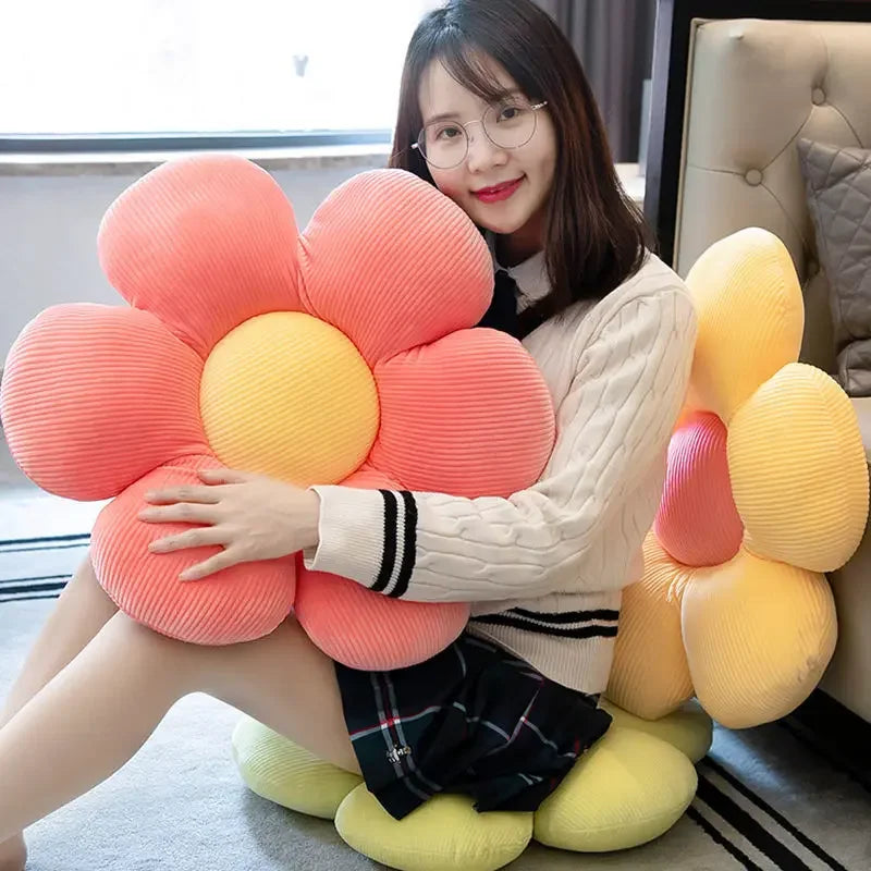 Stuffed Six Petal Flower Cushion Girly Room Decor SunflowerSetting for Kids Bedroom Seat Pillow Pillow Bay Window Pink Flower