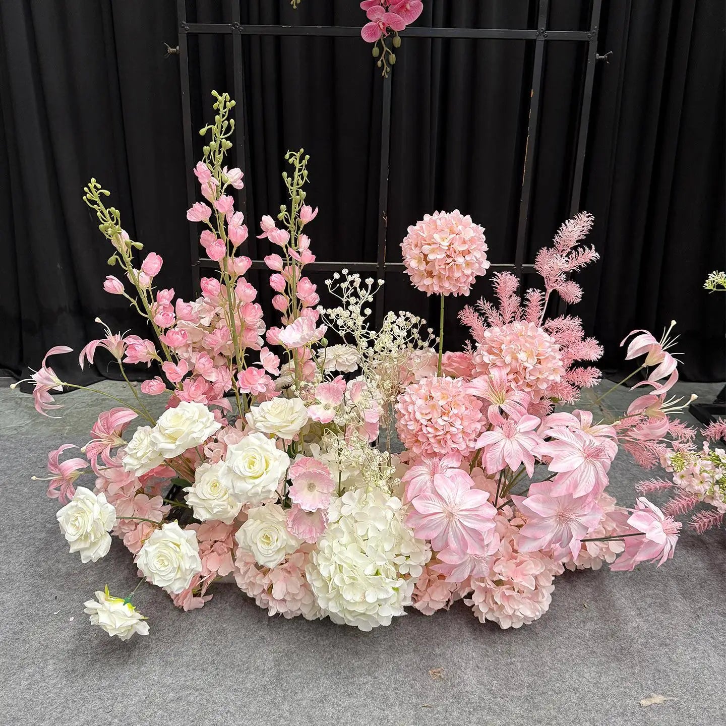 Artificial Hang Floral Arrangement Wedding Backdrop Arch Decor Pink White Rose Aisle Floor Flower Row Table Centerpieces Flower