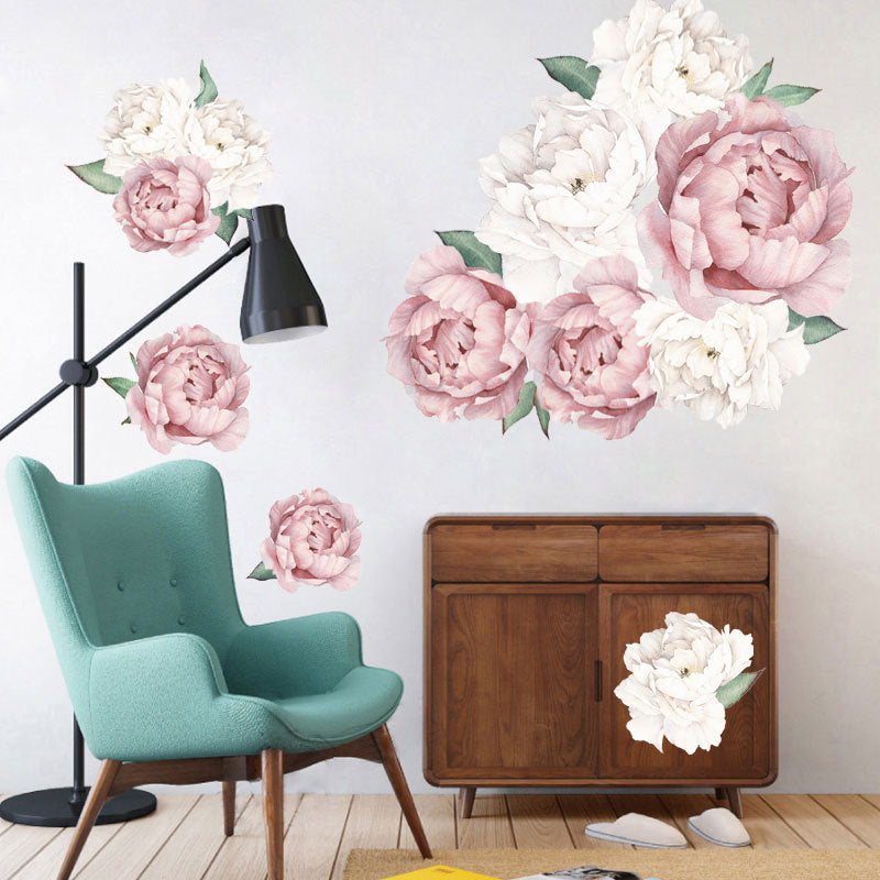 Creative Peony Series Wall Stickers Blossoming Peony Personality Combination Home Decoration Self-adhesive Wall Stickers