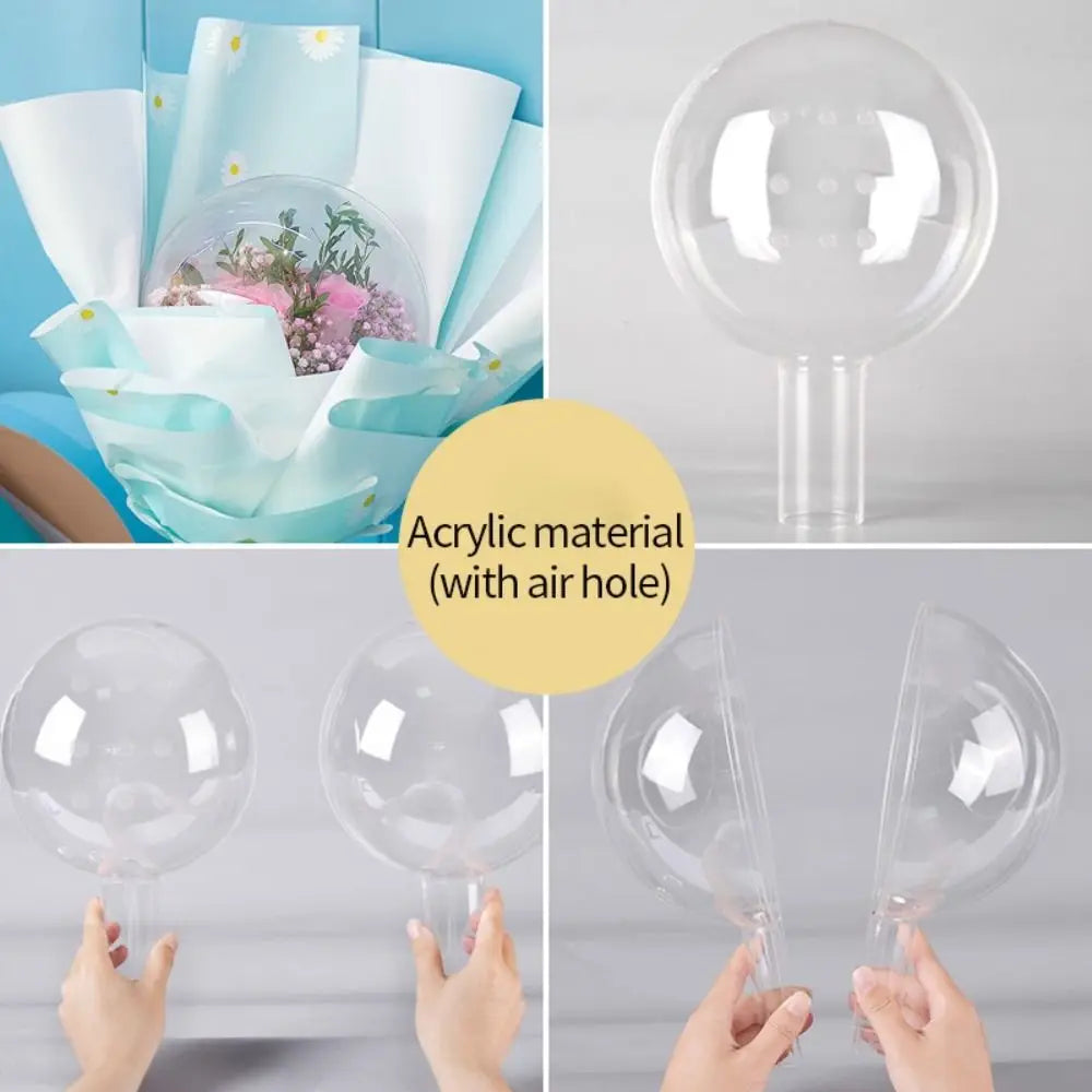 New Transparent Flower Packing Box DIY Acrylic Flower Bouquet Ball Round Bouquet Holder Wedding Birthday Party Decorations