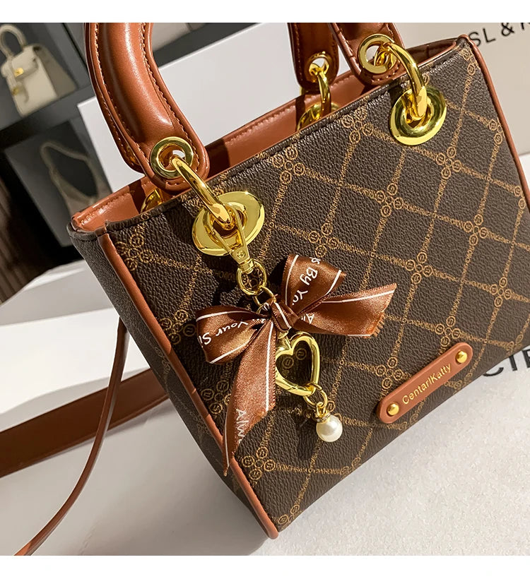 CAEISLKCIEL Women's Handbag 2025 New Diamond Design Diana Style Crossbody Handbag Soft PU Leather British Style Leisure Fashion