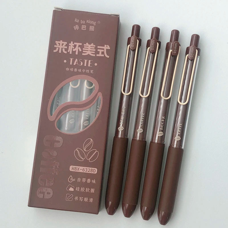 4PCS/Set Puppy Style Gel Pen Soft Grip Design 0.5mm Black Pen Rose Style Gel Pen Pen Clip Design Office Supplies
