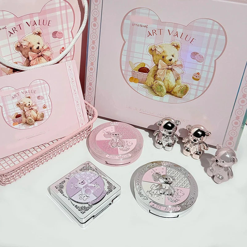 Bear Family Makeup Gift Box Lip Color powder blusher eye shadow powder Holiday Gift Makeup Set