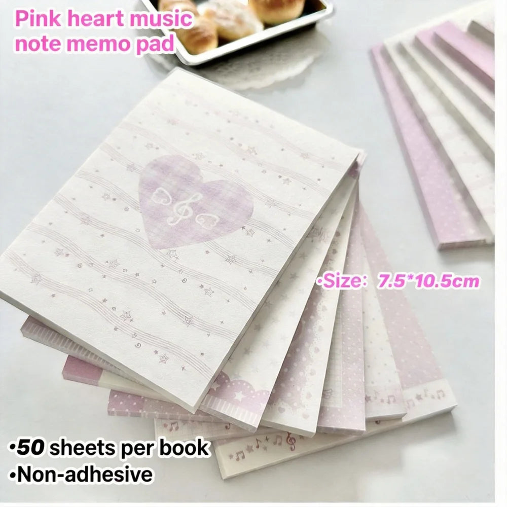 Musical Note Memo Pad Cute A7 Notepad Pink Memo Pad Adorable Non-Sticky Memo Pad For Diary Writing Journaling Note-Taking
