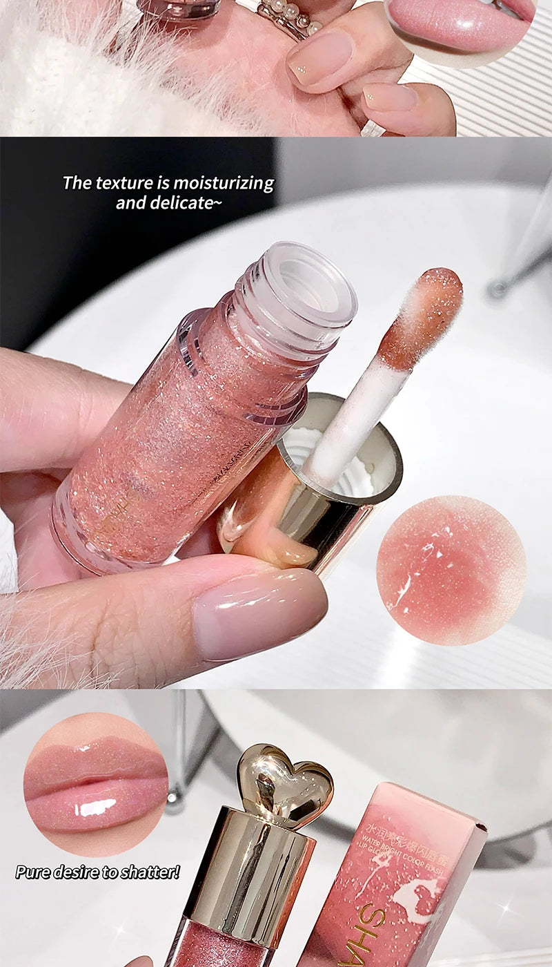Sakinuo Hydra Bright Flash Lip Gloss Love Fine Flash Cross Border Pearl Water Beep Lip Mirror Lip Gloss