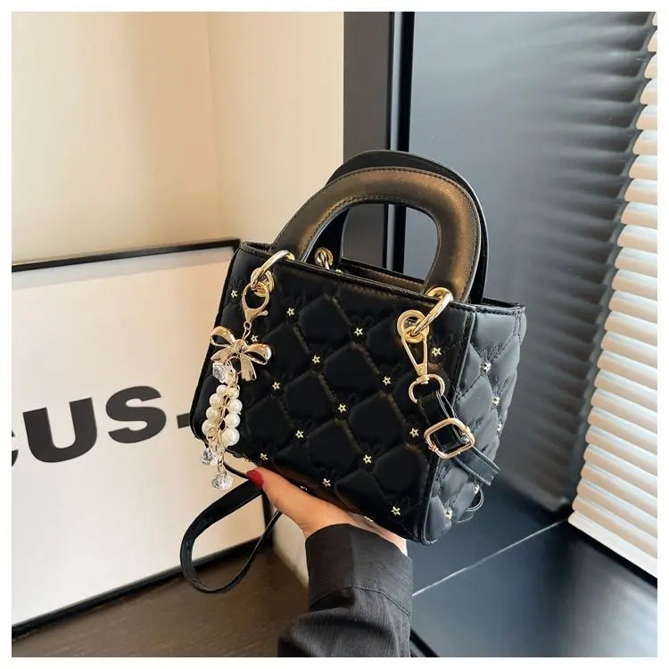 New Women's Crossbody Bag 2026 Trendy Design Summer Handbag Diamond Grid Princess Bag Korean Style Medium Square Bag