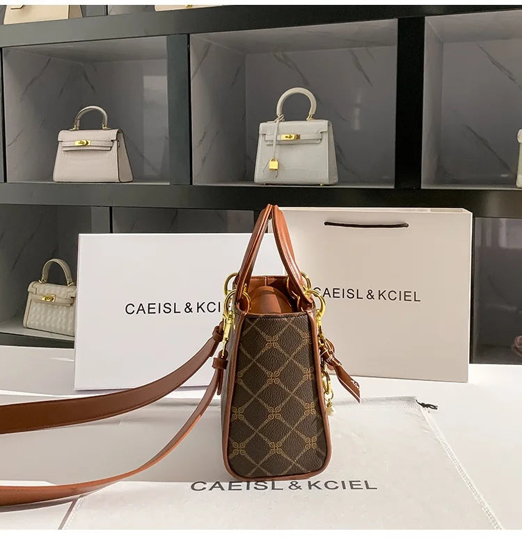 CAEISLKCIEL Women's Handbag 2025 New Diamond Design Diana Style Crossbody Handbag Soft PU Leather British Style Leisure Fashion